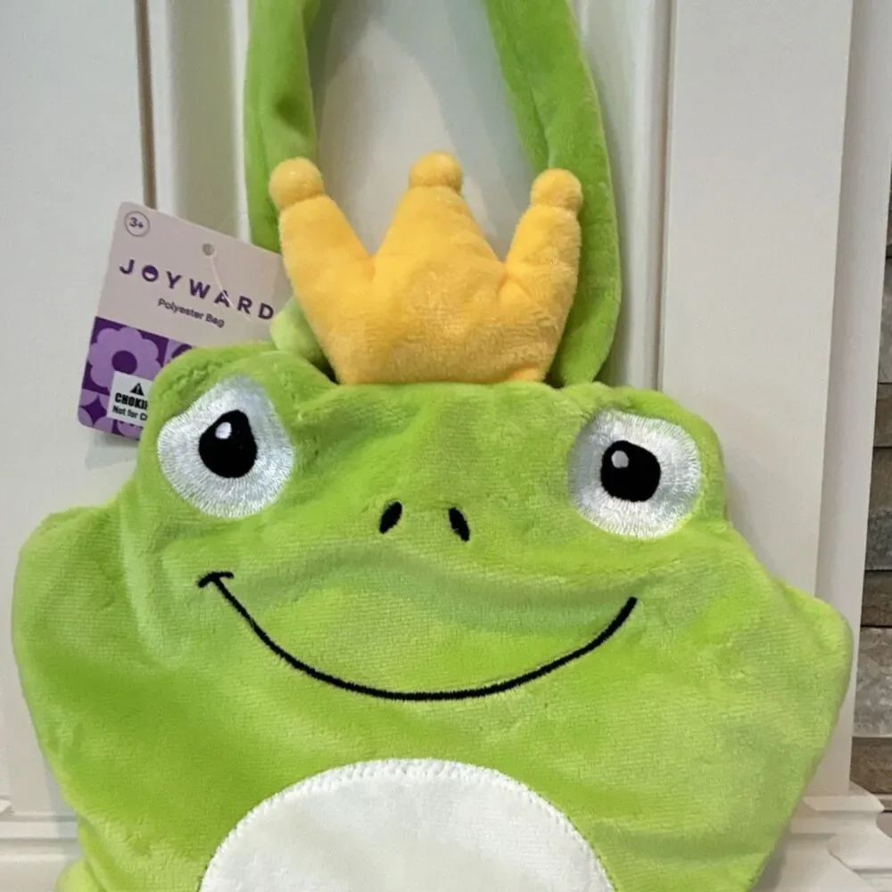 Joyward Frog Shoulder Bag with Crown Accent Plush Soft Kids Animal Purse